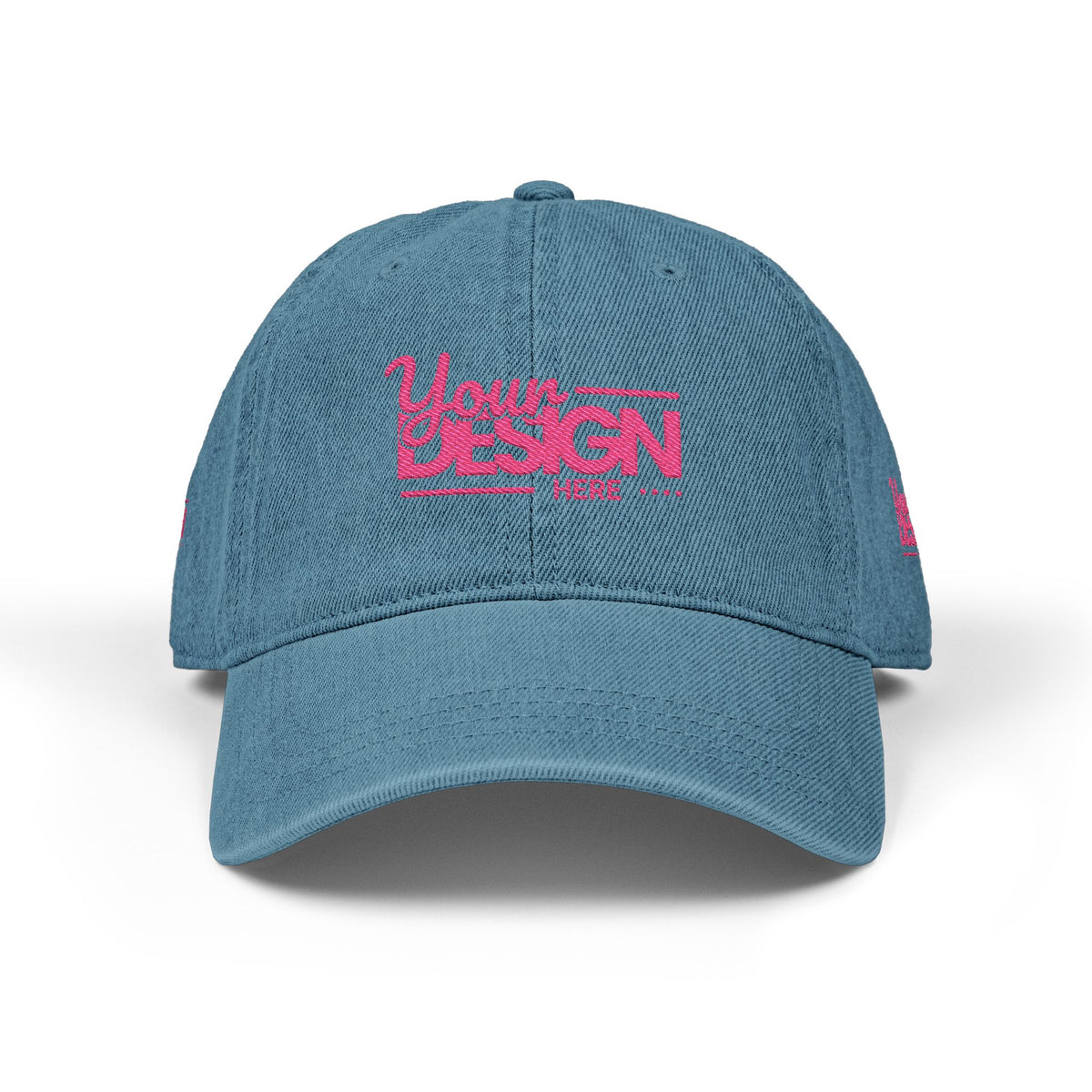 Denim Baseball Hat – Embroidered ‘Your Design Here’ Custom Cap, Personalized Casual Adjustable Dad Hat for Men & Women