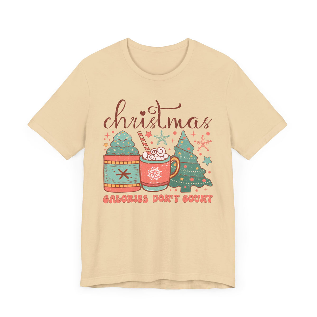 Christmas Calories Don’t Count T-shirt - Coffee & Christmas Tree Design