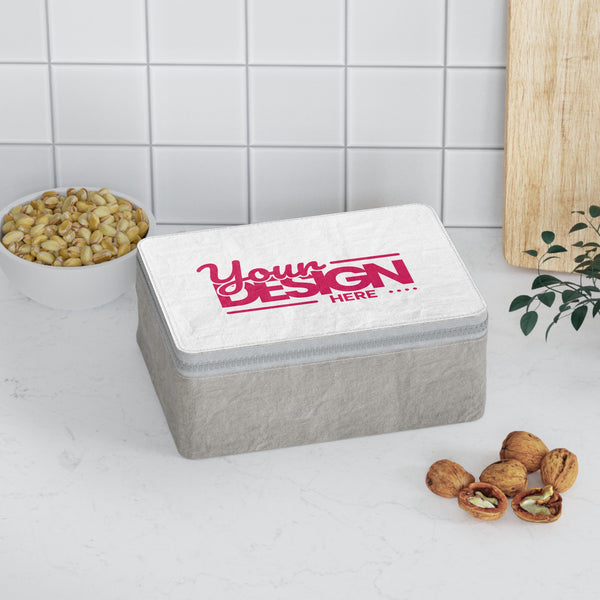 Custom Paper Lunch Bag – Personalized Eco-Friendly Bento Tote with ‘Your Design Here’, Reusable Kraft Brown Lunch Sack for Work or School