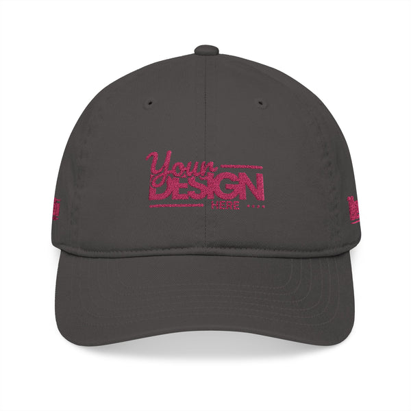 Organic Embroidered Baseball Cap – Custom ‘Your Design’ Logo Hat, Personalized Sustainable Dad Cap for Men & Women