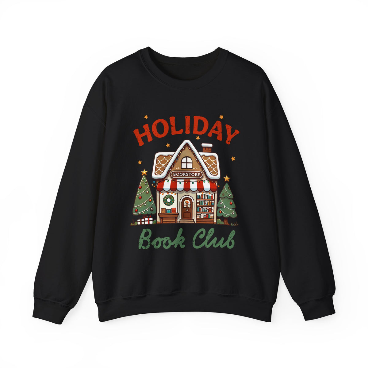 Holiday Book Club" Christmas Sweatshirt - Cute Bookstore Graphic Sweater for Readers