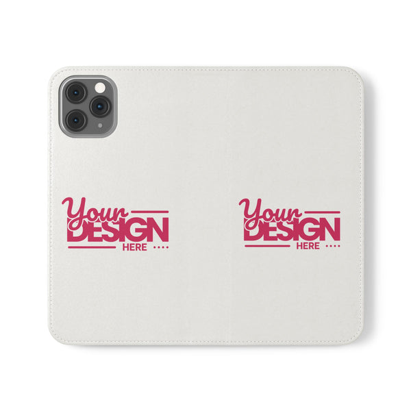 Customizable Flip Phone Wallet Case – ‘Your Design Here’ Folio Cover with Card Holder, Personalized Phone Case for iPhone