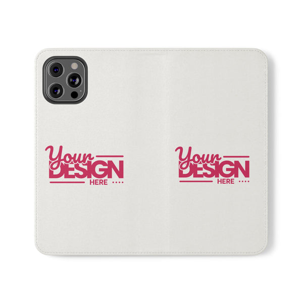 Customizable Flip Phone Wallet Case – ‘Your Design Here’ Folio Cover with Card Holder, Personalized Phone Case for iPhone