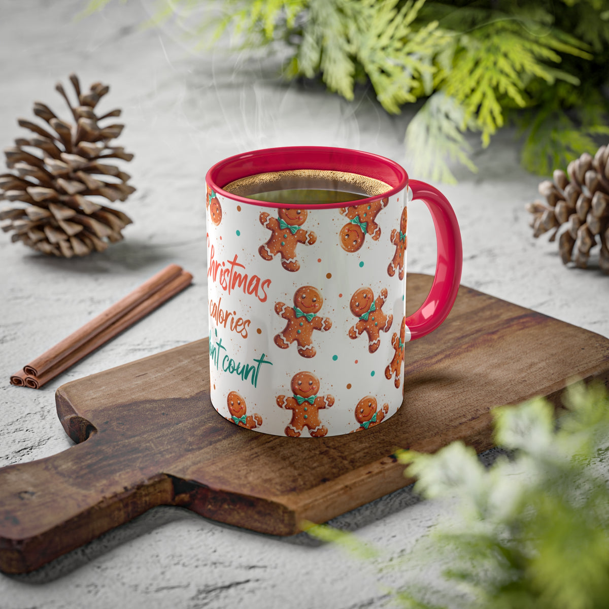 Christmas Calories Don’t Count 11oz Mug - Festive Gingerbread Coffee Cup, Holiday Gift for Food Lovers