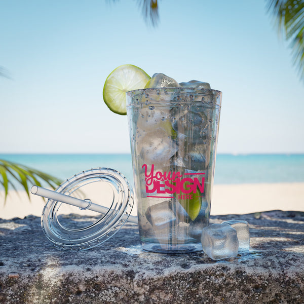 Sunsplash Tumbler with Straw - Personalizable 16oz Drink Cup for Summer Fun, Beach Vibes, and Gifts