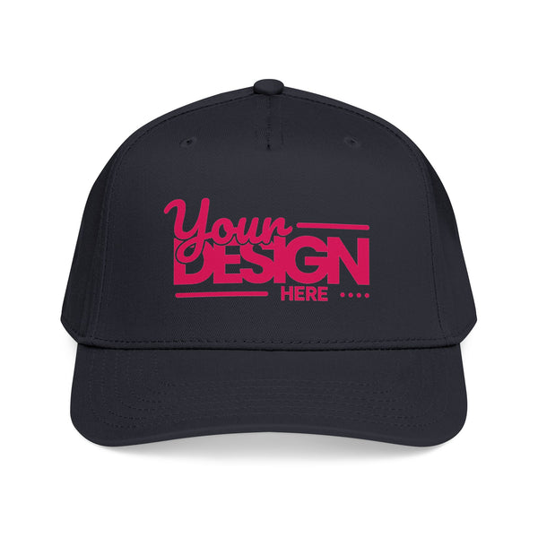 Custom Structured Baseball Cap – Personalized 5-Panel Snapback with Embroidered or Printed Design, Mid-Profile Custom Logo Ha
