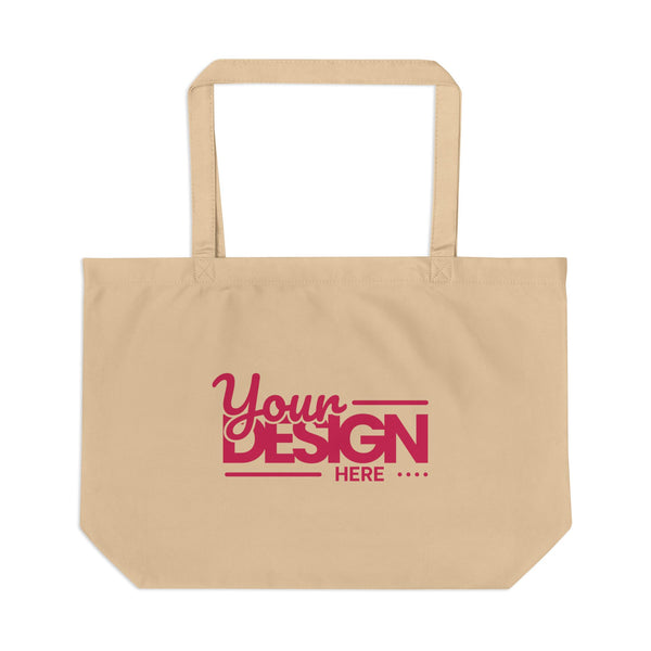 Large Eco Tote Bag – Custom ‘Your Design Here’ Canvas Market Tote, Personalized Reusable Shopping Bag for Everyday Use