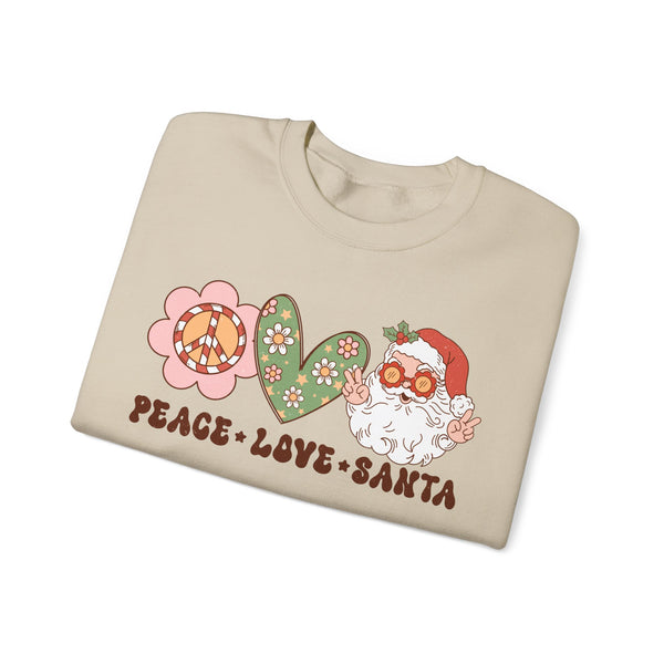 Peace Love Santa Crewneck Sweatshirt - Whimsical Santa Christmas Sweater - Holiday Spirit