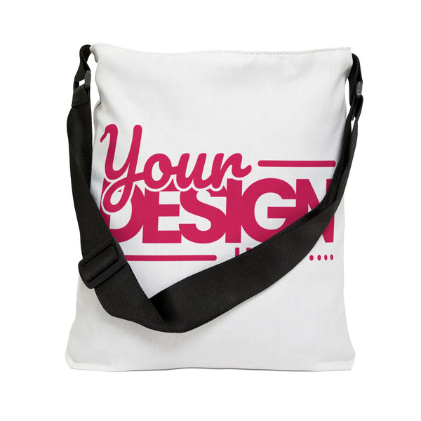 Adjustable Tote Bag – Customizable ‘Your Design Here’ Pink Logo Shoulder Tote, Personalized Reusable Bag for Work, Travel & Everyday Use