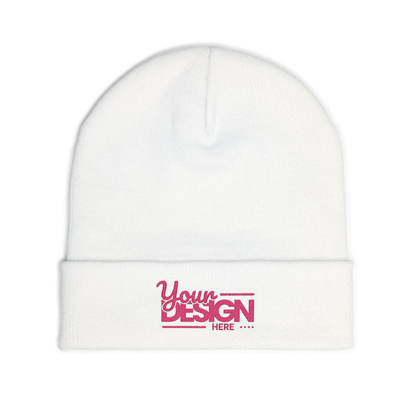 Embroidered Knit Beanie – Personalized Cuffed Winter Hat, Custom Logo Embroidery Beanie for Men & Women