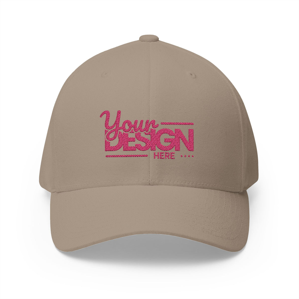 Embroidered ‘Your Design Here’ Structured Cap – Custom Logo Hat, Personalized Blank White Baseball Cap for Men & Women