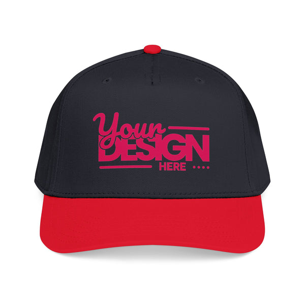 Custom Structured Baseball Cap – Personalized 5-Panel Snapback with Embroidered or Printed Design, Mid-Profile Custom Logo Ha