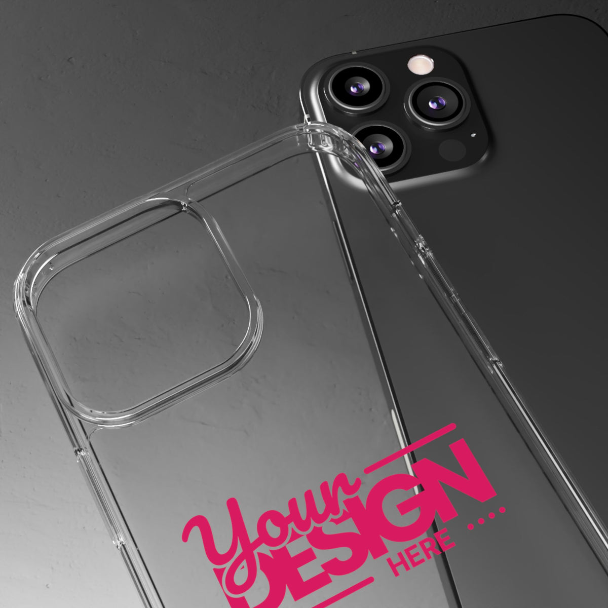Clear Phone Case – Transparent Protective Cover with Custom Design (‘Your Design Here’), Personalized Case for iPhone