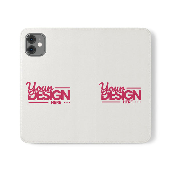 Customizable Flip Phone Wallet Case – ‘Your Design Here’ Folio Cover with Card Holder, Personalized Phone Case for iPhone