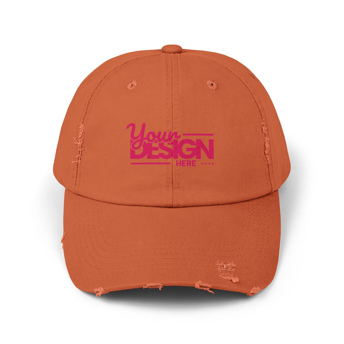 Distressed Dad Hat – Retro Pink ‘Your Design Here’ Custom Printed Cap, Personalized Vintage Baseball Hat for Men & Women