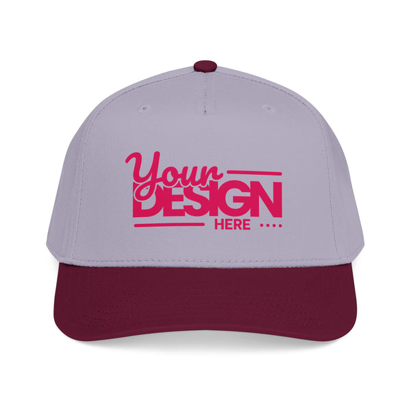 Custom Structured Baseball Cap – Personalized 5-Panel Snapback with Embroidered or Printed Design, Mid-Profile Custom Logo Ha