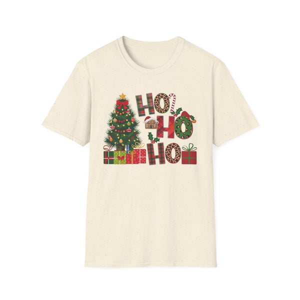 Ho Ho Ho Christmas Tree & Gift T-Shirt _ Cute Holiday Cheer Santa Claus Christmas Tee