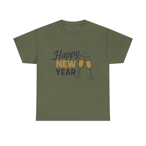 Happy New Year Tee — Champagne Toast Holiday T-Shirt