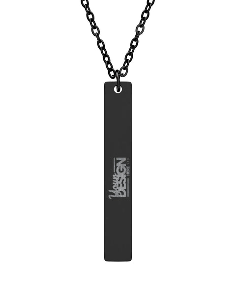 Engravable Vertical Bar Necklace Personalized Sterling Black Stainless Pendant
