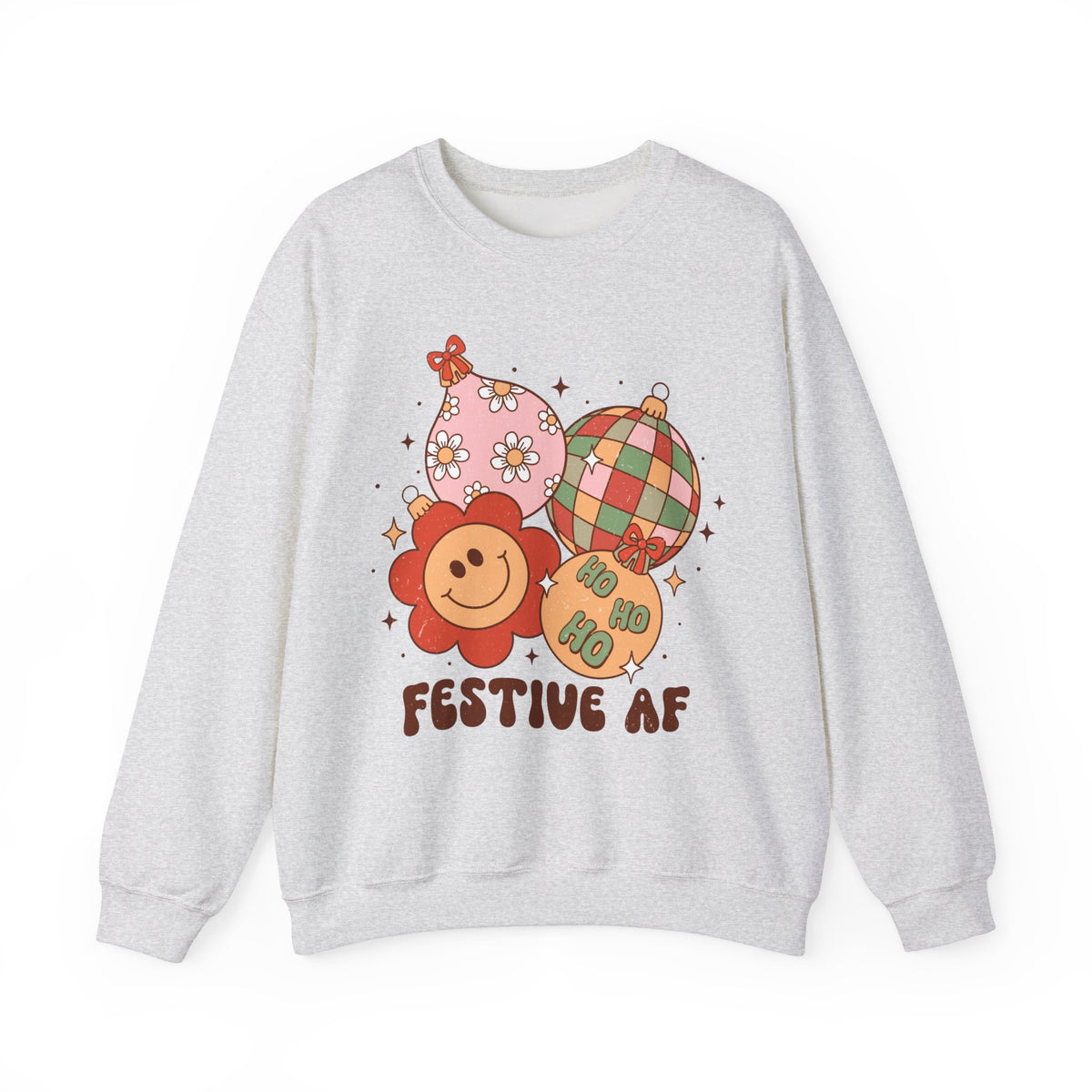 Festive AF Ornaments Crewneck Sweatshirt - Cute Holiday Decorations Christmas Sweater