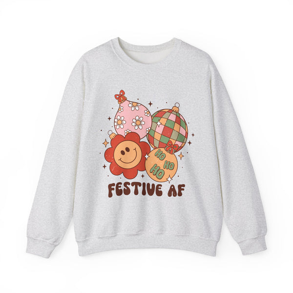 Festive AF Ornaments Crewneck Sweatshirt - Cute Holiday Decorations Christmas Sweater