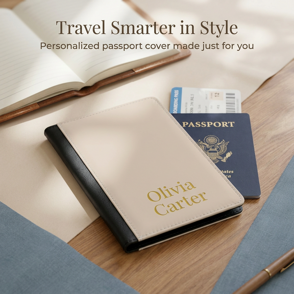 Minimal Black Faux Leather Passport Cover With Card Slots Travel Holder