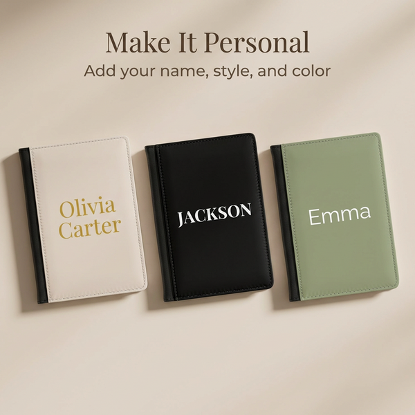 Minimal Black Faux Leather Passport Cover With Card Slots Travel Holder