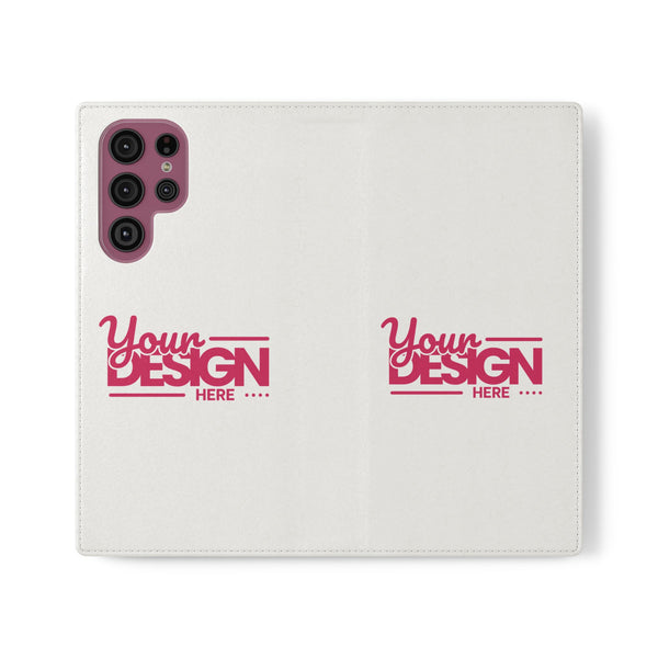 Customizable Flip Phone Wallet Case – ‘Your Design Here’ Folio Cover with Card Holder, Personalized Phone Case for Samsung