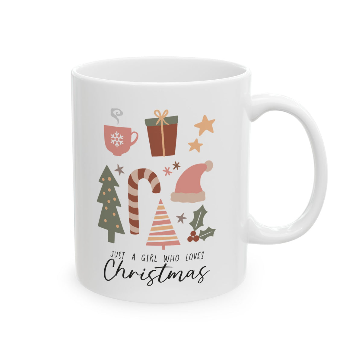 Christmas Coffee Mug — Cute Santa & Trees Holiday Ceramic Mug (11oz, 15oz)
