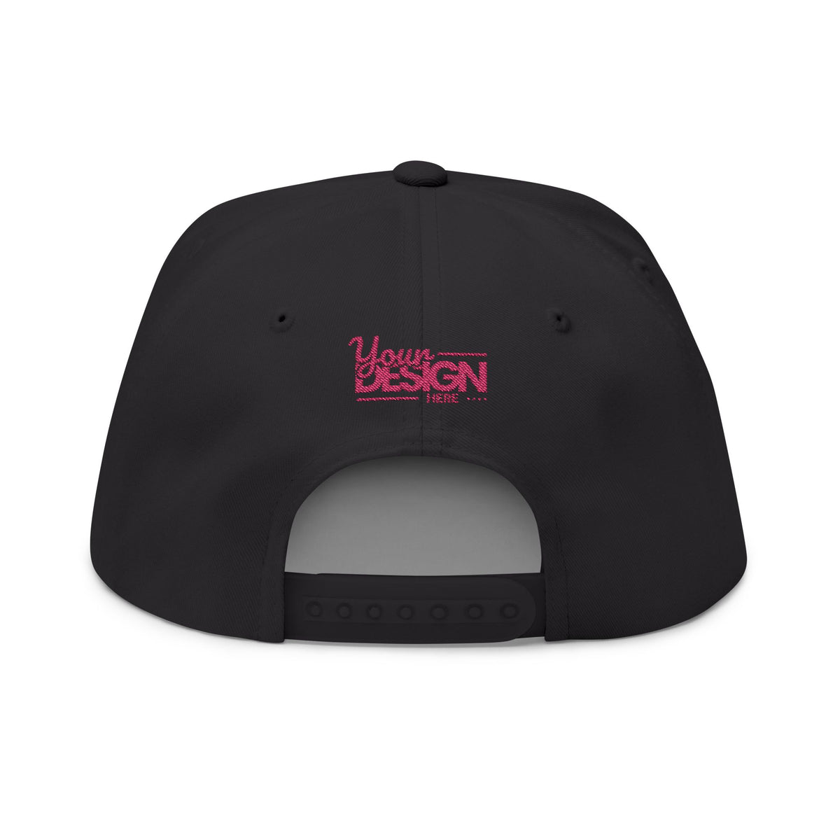 Embroidered Flat Bill Cap – Custom Pink Glitter ‘Your Design Here’ Snapback, Personalized Logo Hat for Men & Women