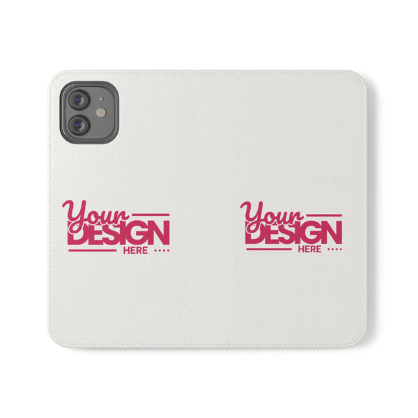 Customizable Flip Phone Wallet Case – ‘Your Design Here’ Folio Cover with Card Holder, Personalized Phone Case for iPhone