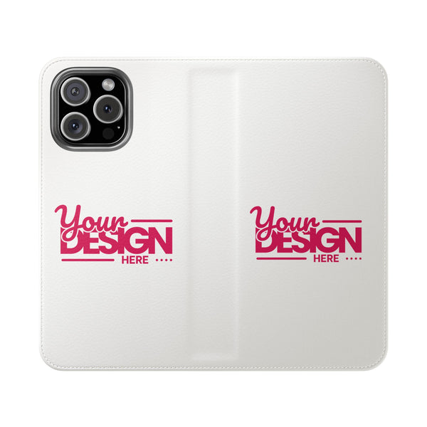 Customizable Flip Phone Wallet Case – ‘Your Design Here’ Folio Cover with Card Holder, Personalized Phone Case for iPhone
