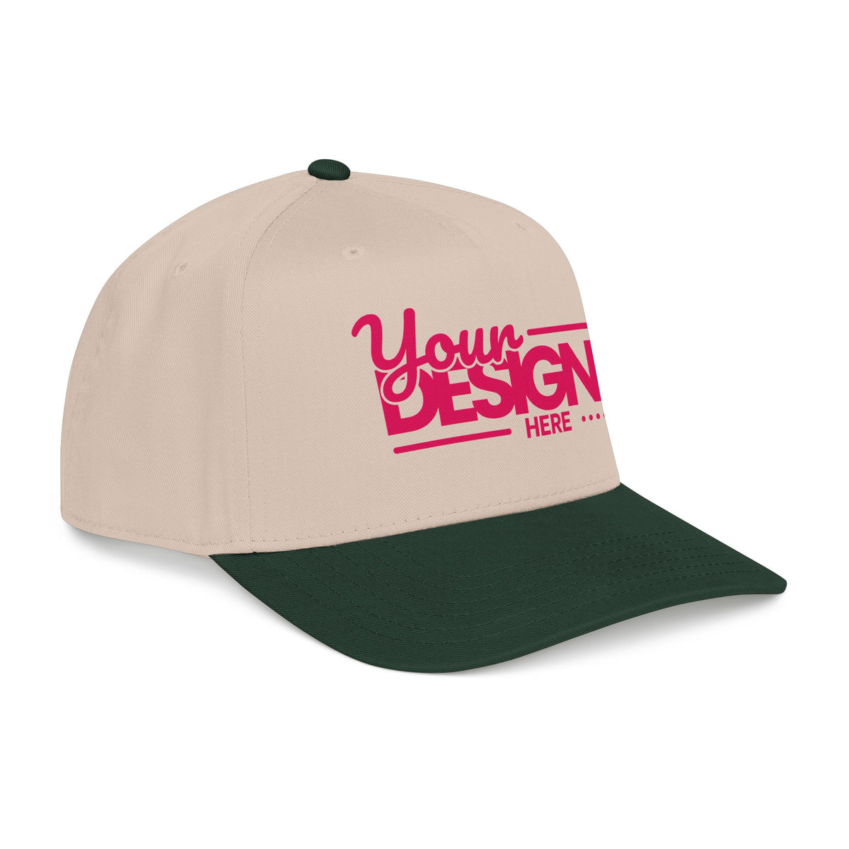 Custom Structured Baseball Cap – Personalized 5-Panel Snapback with Embroidered or Printed Design, Mid-Profile Custom Logo Ha