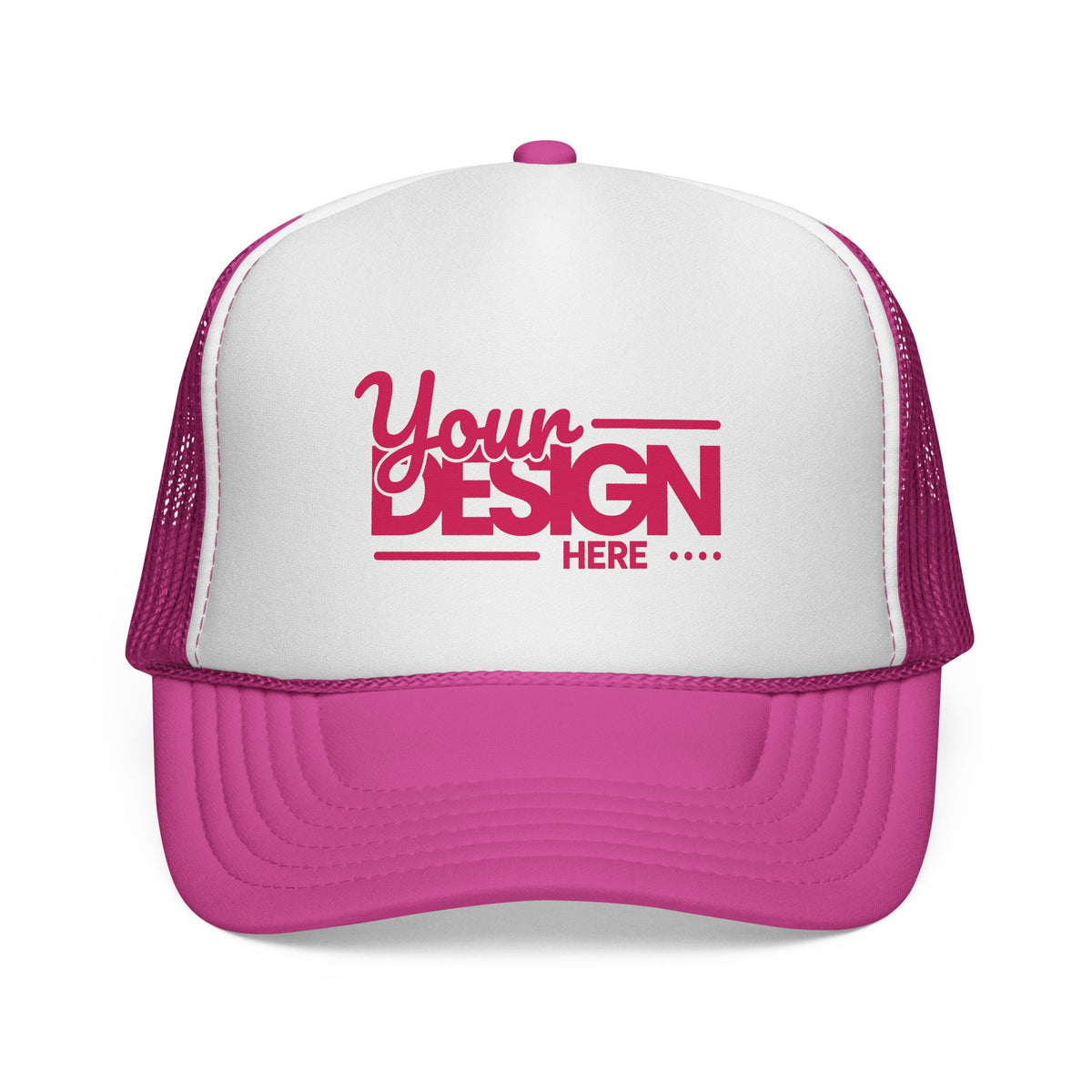 Custom Trucker Hat – Embroidered ‘Your Design Here’ Retro Script Cap, Personalized Mesh Snapback in Multiple Colors for Men & Women