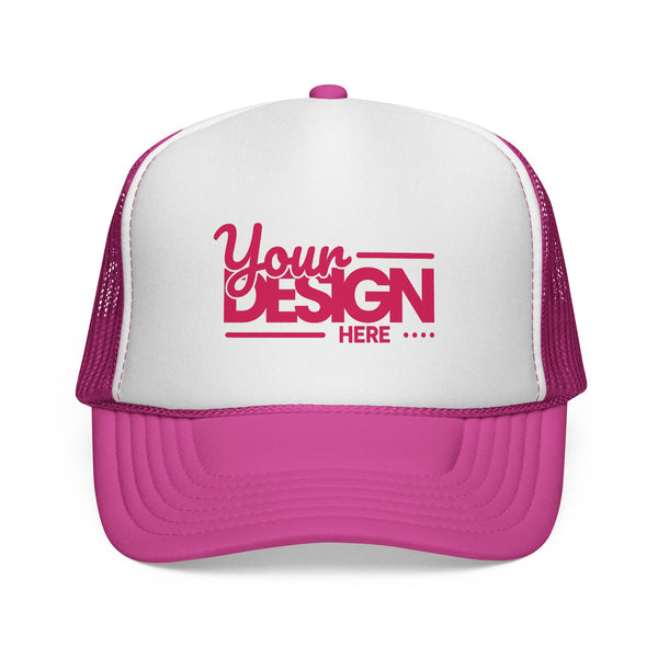Custom Trucker Hat – Embroidered ‘Your Design Here’ Retro Script Cap, Personalized Mesh Snapback in Multiple Colors for Men & Women