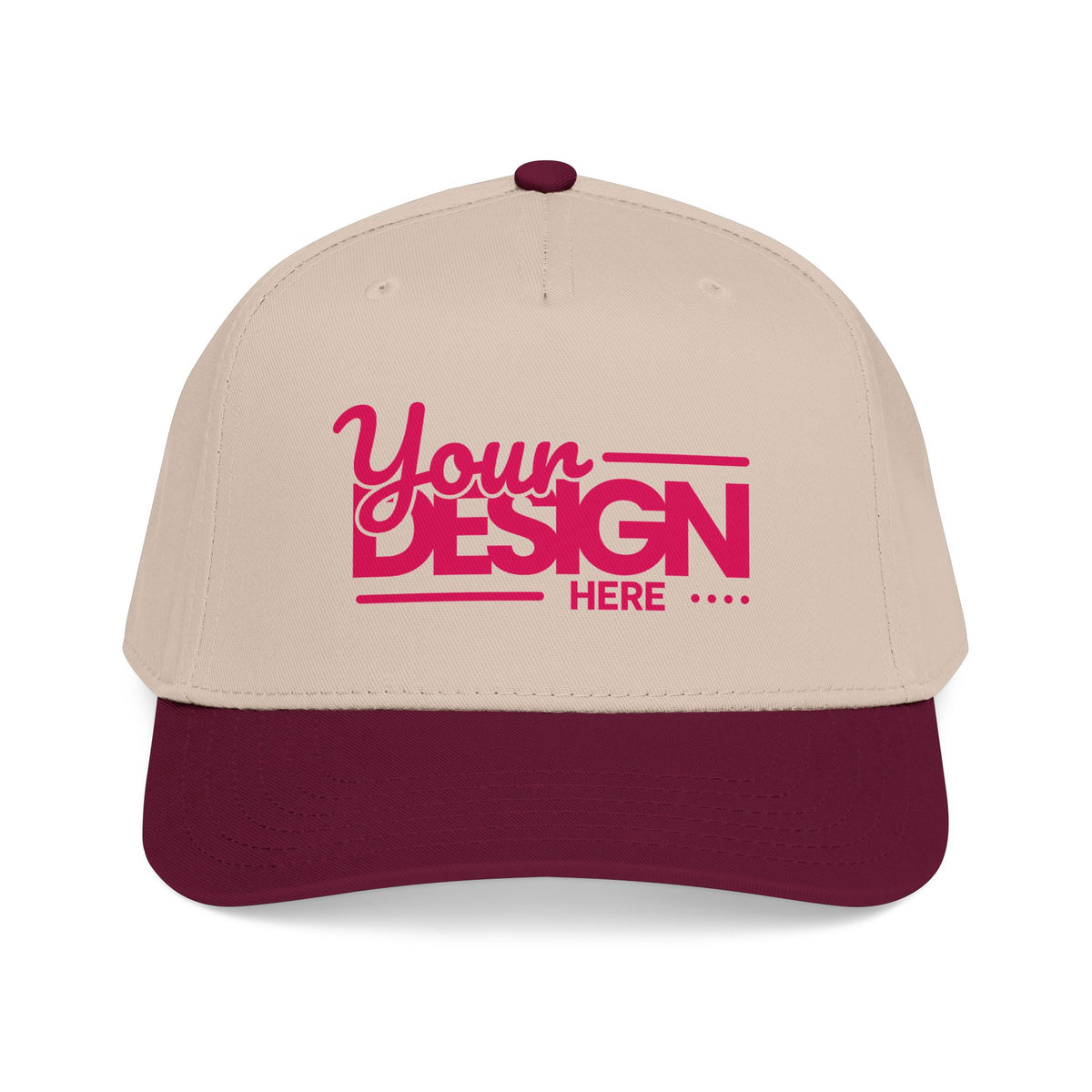 Custom Structured Baseball Cap – Personalized 5-Panel Snapback with Embroidered or Printed Design, Mid-Profile Custom Logo Ha