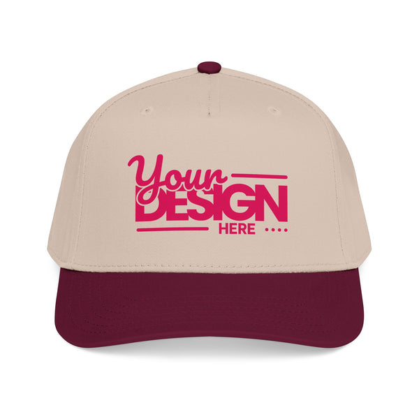 Custom Structured Baseball Cap – Personalized 5-Panel Snapback with Embroidered or Printed Design, Mid-Profile Custom Logo Ha
