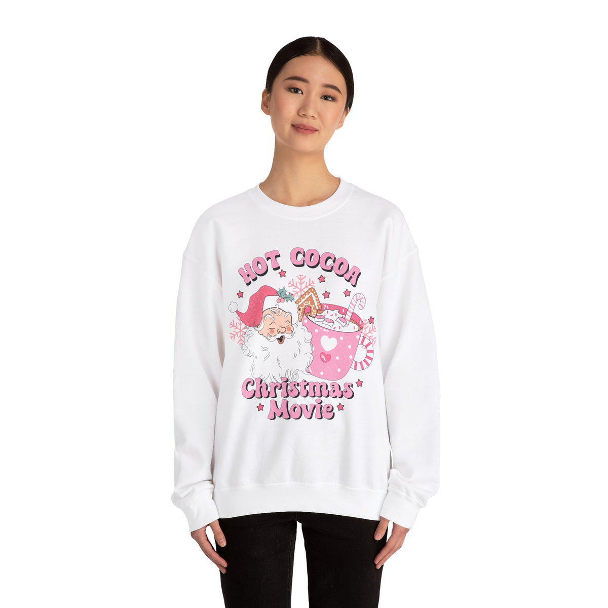 Hot Cocoa & Christmas Movie Crewneck Sweatshirt - Cozy Holiday Christmas Sweater