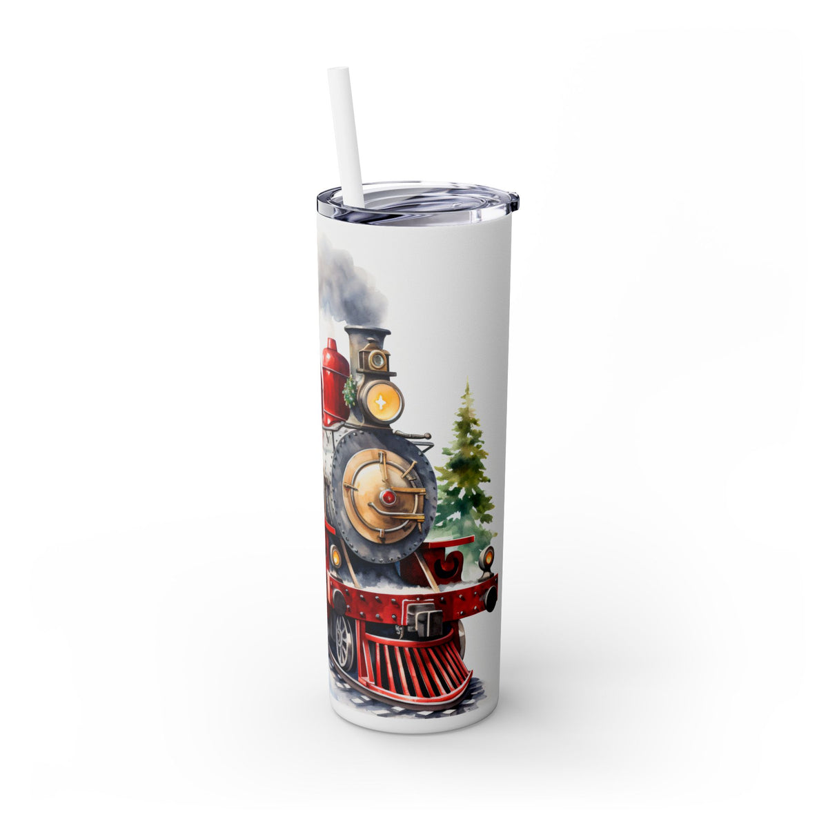 Classic Steam Train with Holiday Cheer - Snowy Christmas Train Travel Tumbler