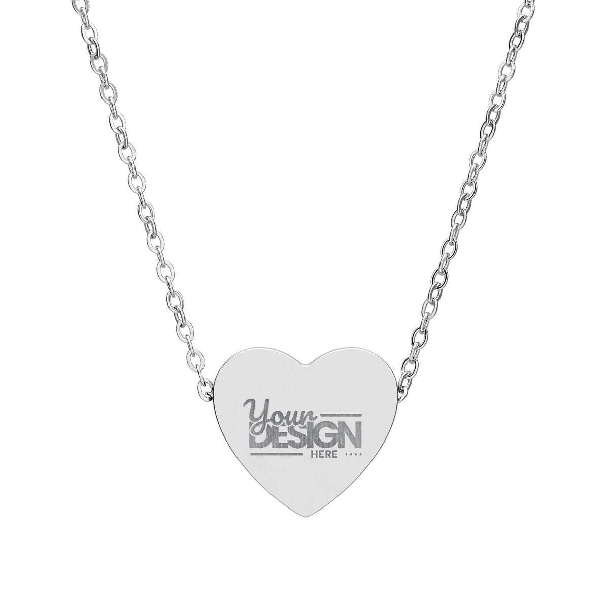 Engravable Heart Necklace Personalized Name Pendant Stainless Steel by Printify