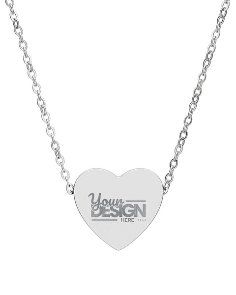 Engravable Heart Necklace Personalized Name Pendant Stainless Steel
