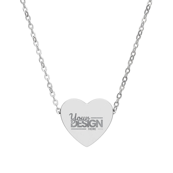 Engravable Heart Necklace Personalized Name Pendant Stainless Steel by Printify