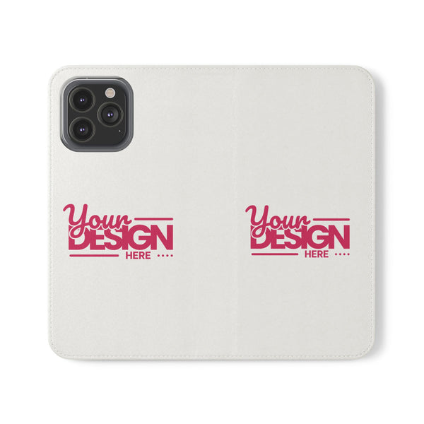 Customizable Flip Phone Wallet Case – ‘Your Design Here’ Folio Cover with Card Holder, Personalized Phone Case for iPhone