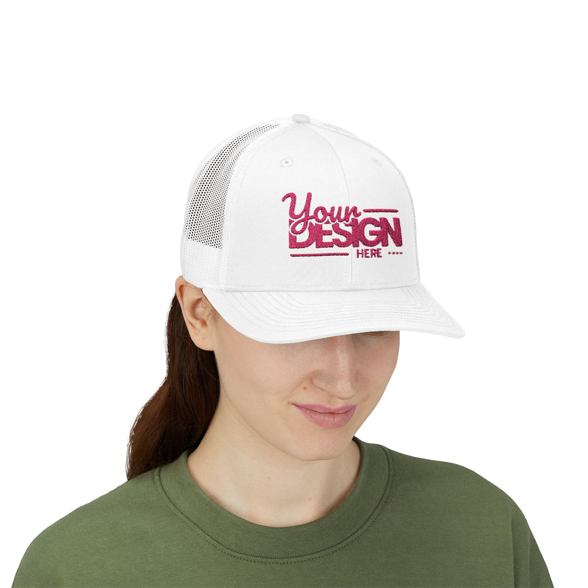 Sparkle Mesh Trucker Cap – Custom ‘Your Design Here’ Embroidered Snapback, Personalized Glitter Hat for Women & Events