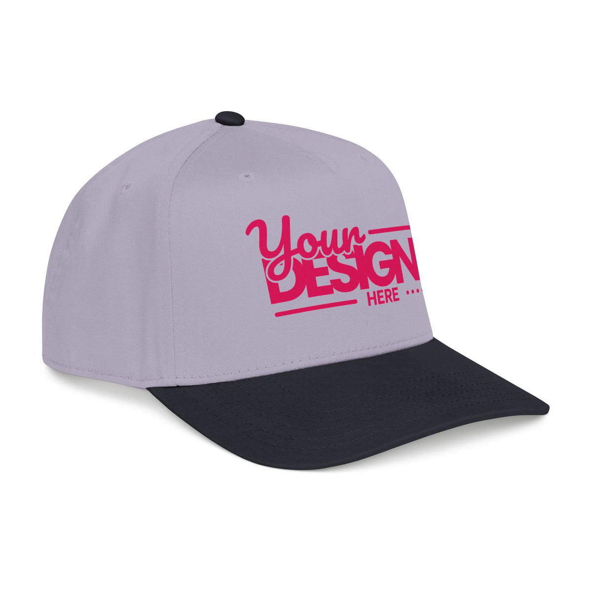 Custom Structured Baseball Cap – Personalized 5-Panel Snapback with Embroidered or Printed Design, Mid-Profile Custom Logo Ha