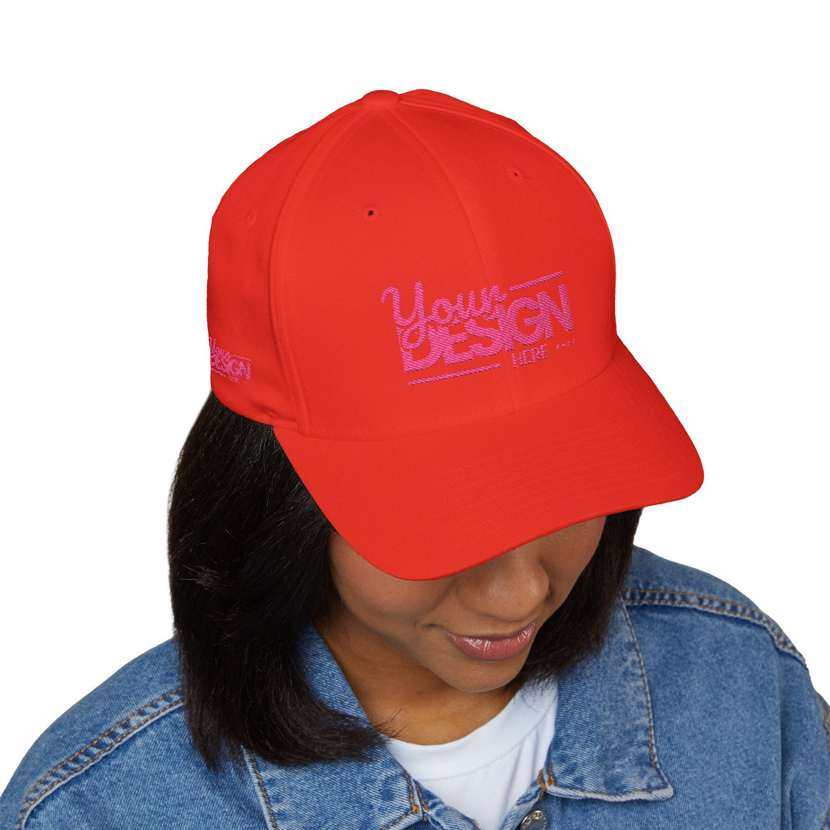 Embroidered ‘Your Design Here’ Structured Cap – Custom Logo Hat, Personalized Blank White Baseball Cap for Men & Women