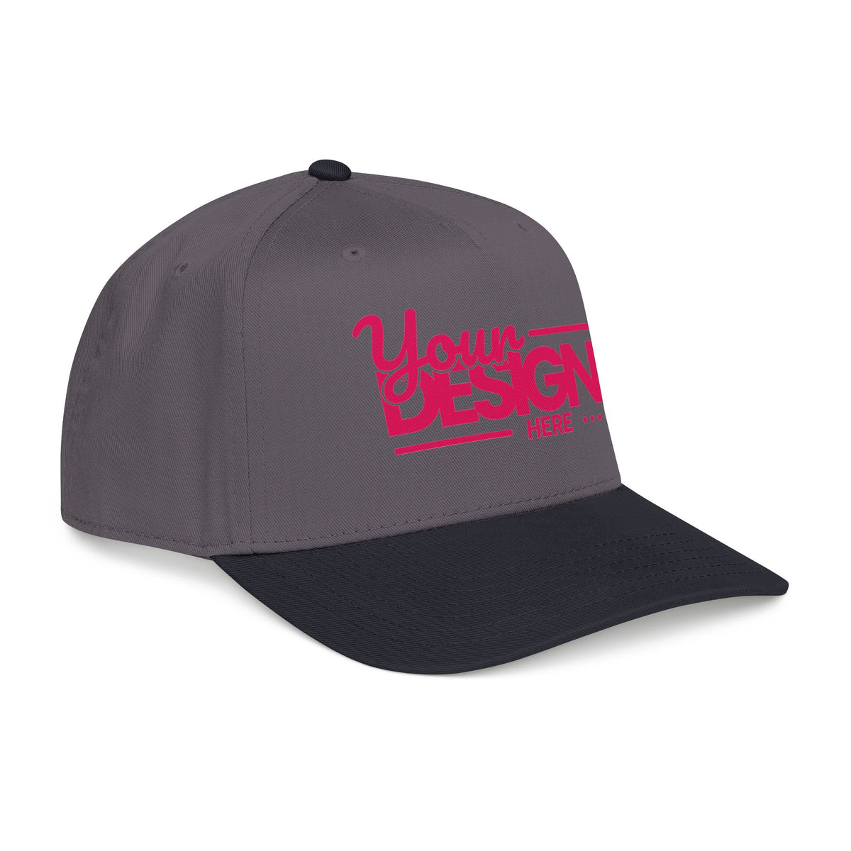 Custom Structured Baseball Cap – Personalized 5-Panel Snapback with Embroidered or Printed Design, Mid-Profile Custom Logo Ha