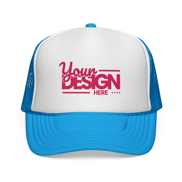 Custom Trucker Hat – Embroidered ‘Your Design Here’ Retro Script Cap, Personalized Mesh Snapback in Multiple Colors for Men & Women