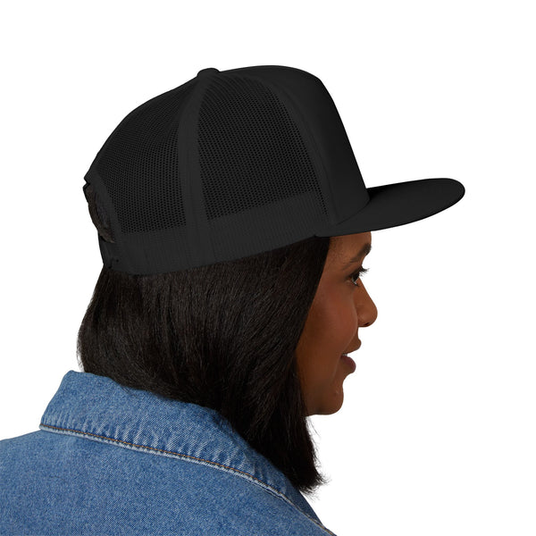 Custom Five-Panel Trucker Hat – Personalized High-Profile Mesh Snapback, Custom Logo Flat Bill Cap for Men & Women