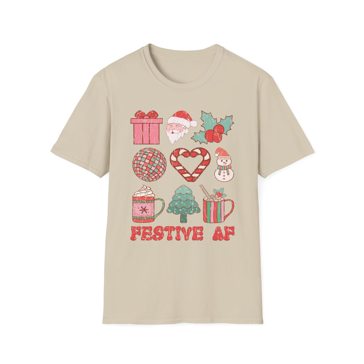 Festive AF Christmas T-shirt - Fun Holiday Graphics Shirt